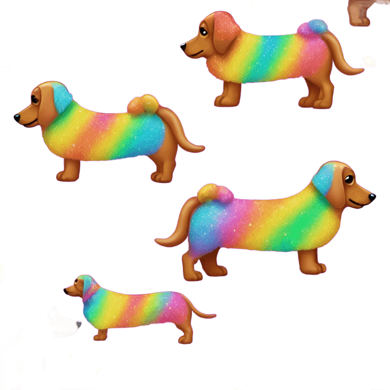 Lisa frank glitter fluffy dachshund with bows on head emoji