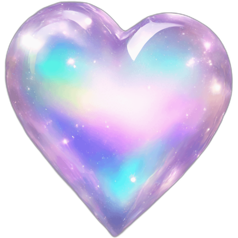 Sparkly glossy Pastel whitish iridescent glass crystal nebula glass heart emoji