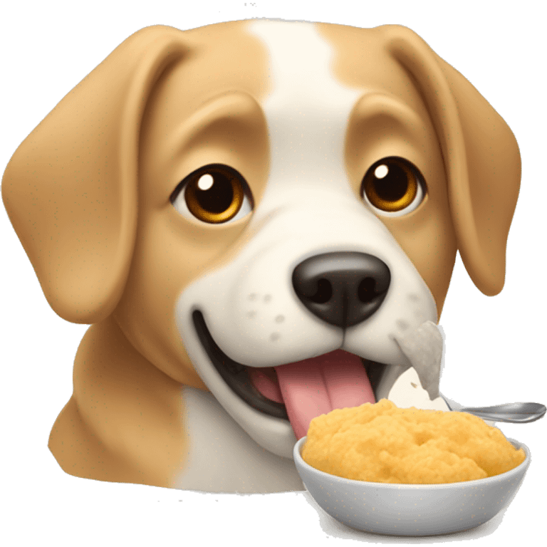 A dog eating fufu emoji