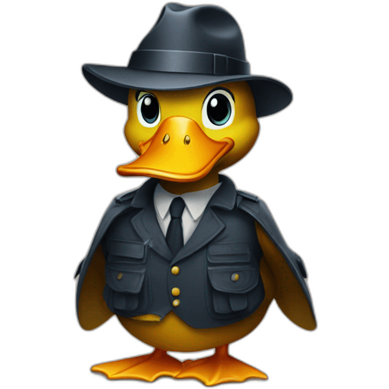 Suspicious detective duck emoji