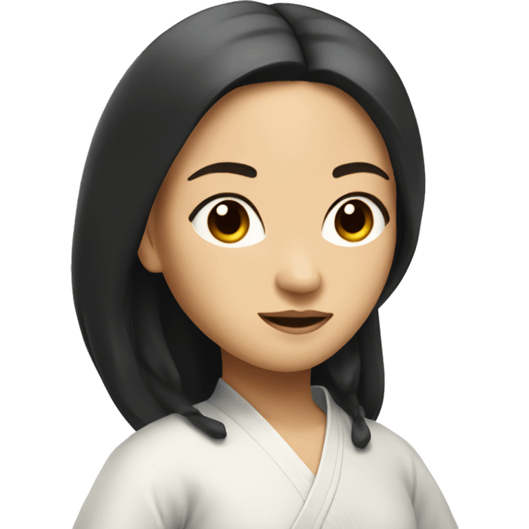 Tai chi girl with black hair and light skin emoji