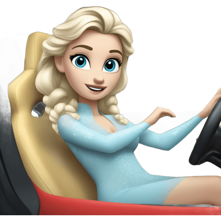 Elsa driving a Ferrari  emoji