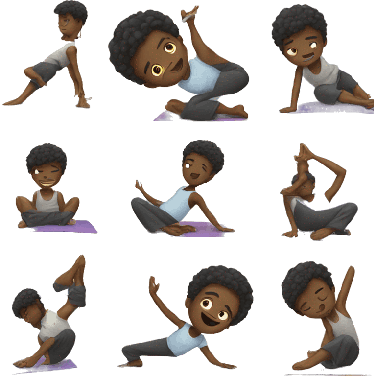 Black boy oing yoga emoji