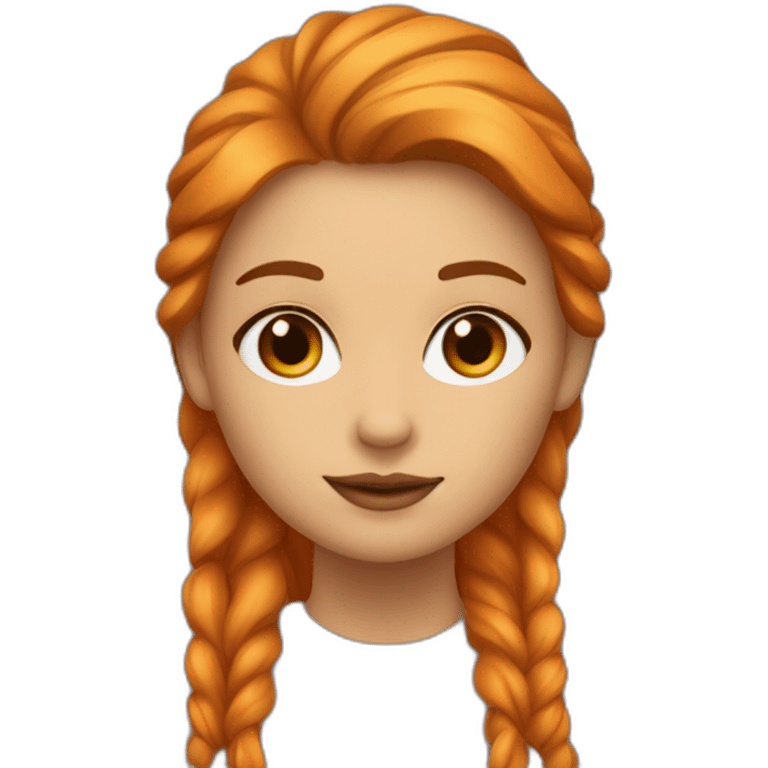 Mujer Pelo naranja pelo largo con raya al medio tono de piel claro y ojos color marrón claro emoji