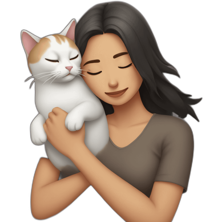 Mujer y gato durmiendo emoji