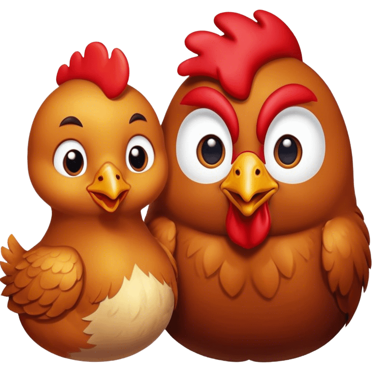 Chicken and rooster in love  emoji