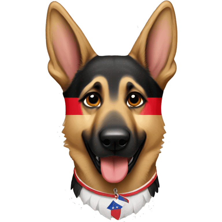 German shepherd with Puerto Rico flag emoji