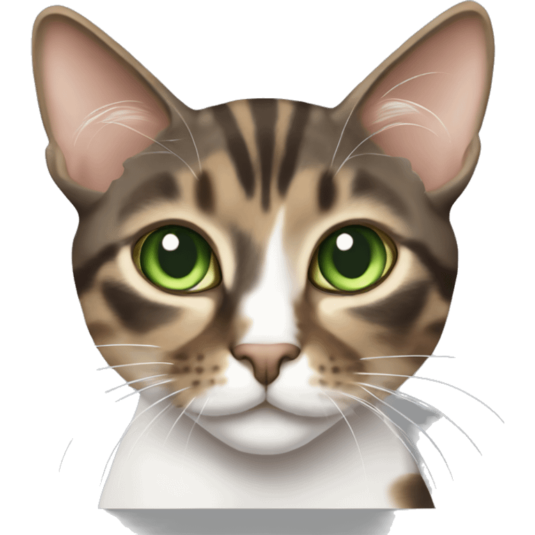 brown piebald tabby cat with green eyes emoji