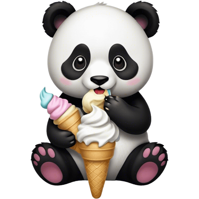 Panda eating ice cream emoji