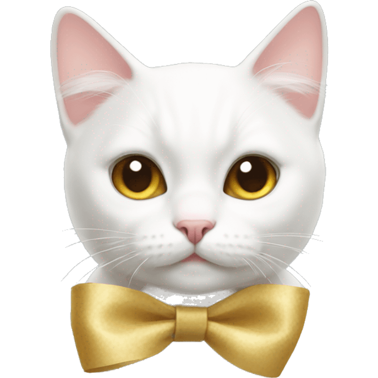 White cat with a bow emoji