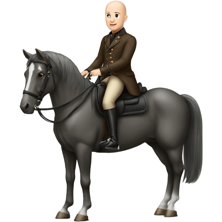 Bald man in riding clothes on horse emoji