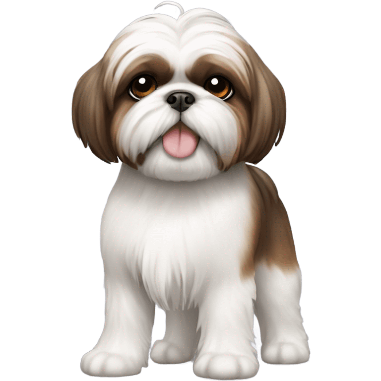 white and brown shih tzu full body no tongue out emoji