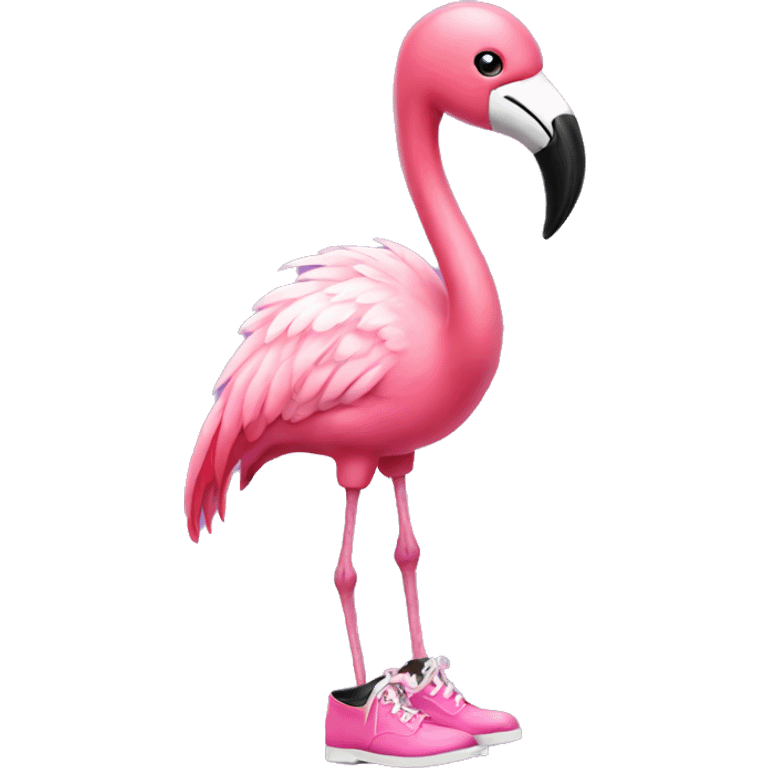 pink flamingo with tap shoes emoji