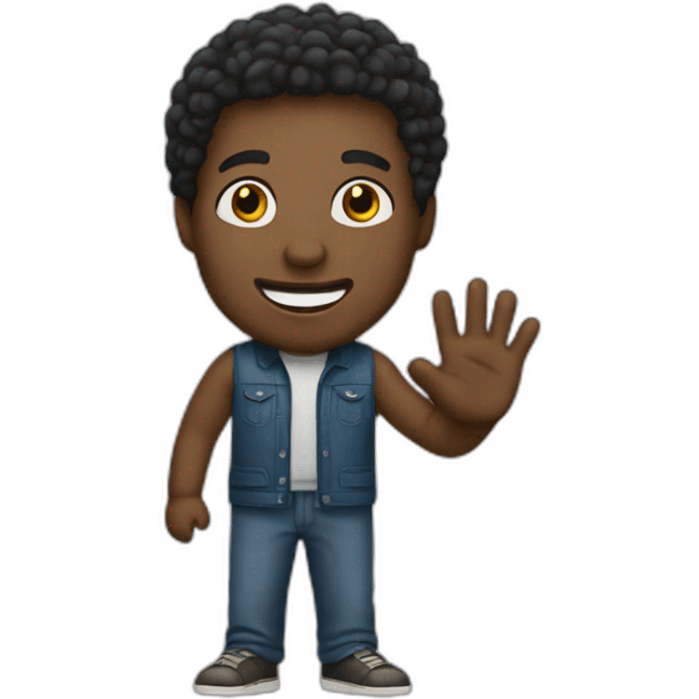 A black man waving emoji