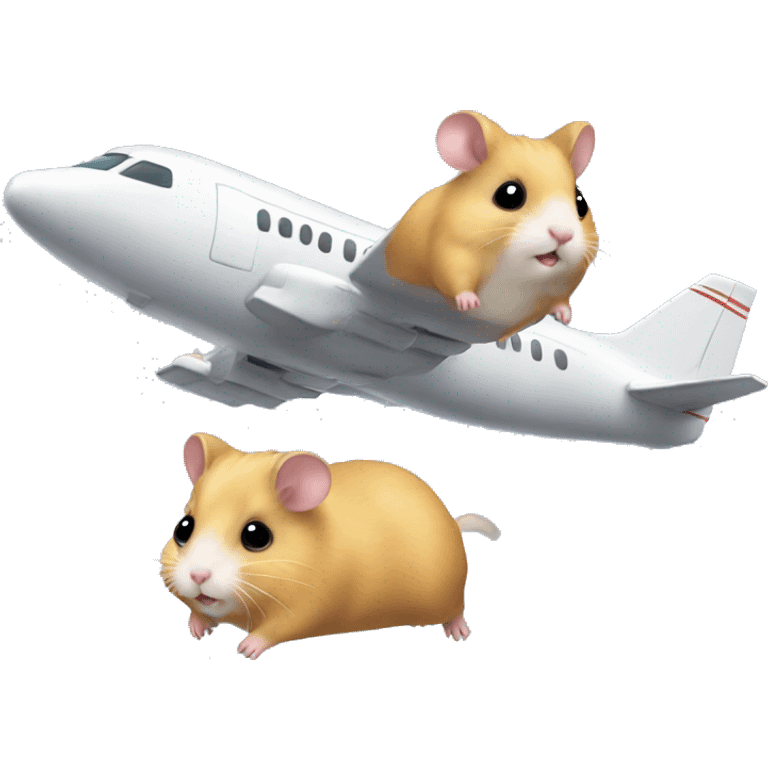 Two hamsters flying on plane emoji