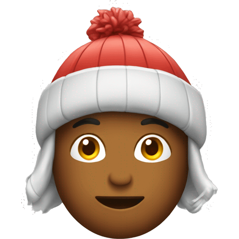 An emoji with a toboggan on its head.  emoji