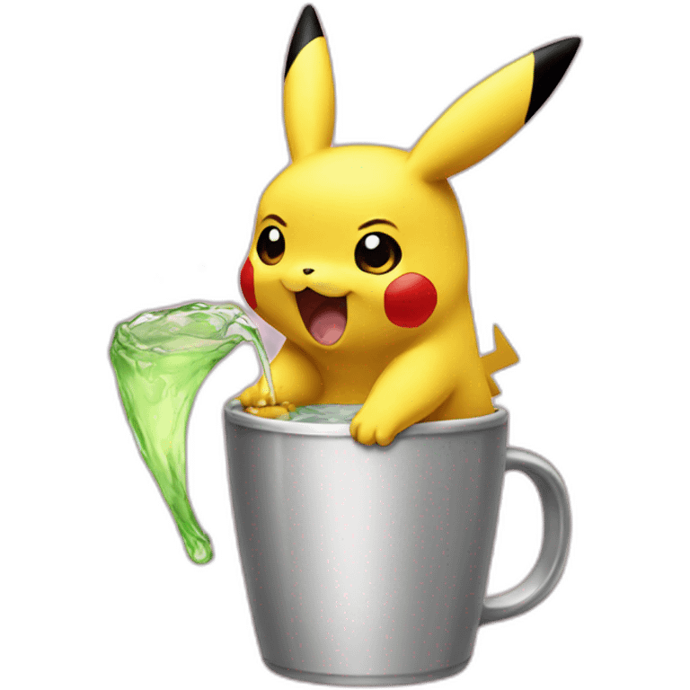 Pikachu drinking emoji