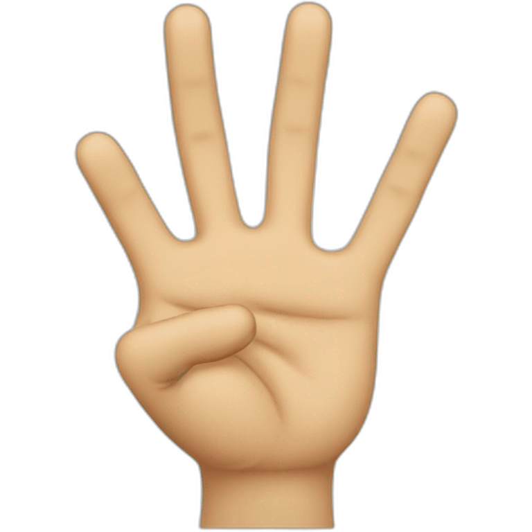 The hand is raised, with index finger and middle finger extended upwards; the last two digits are curled downwards against the palm. The thumb is shown slightly curled or raised. emoji