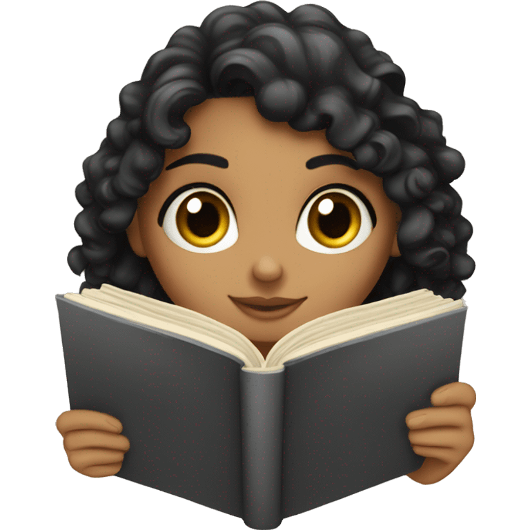 A curly balck haired egyptian girl reading a book emoji