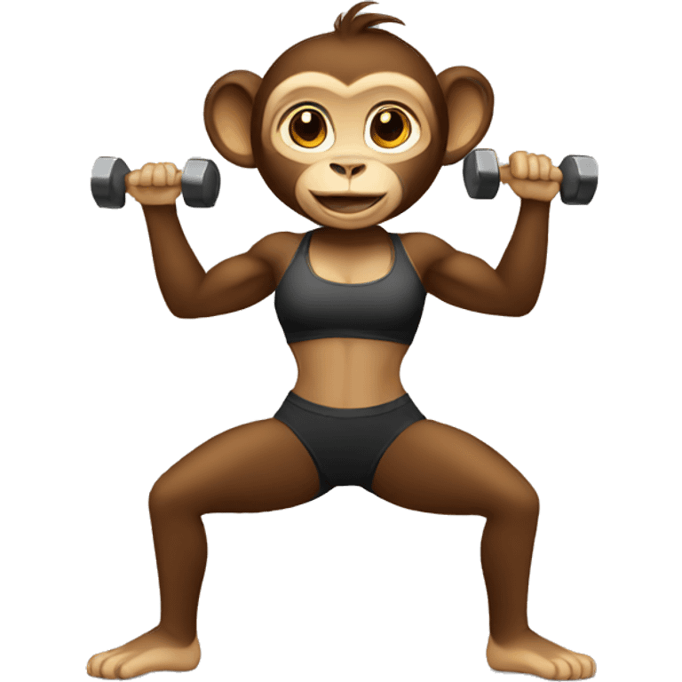 Female monkey doing weights in gym  emoji