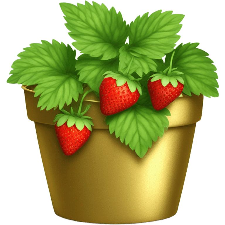 Strawberry plant in gold pot emoji