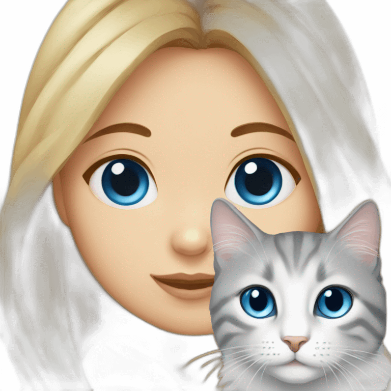 Girl with blue eyes and Siberian cat emoji