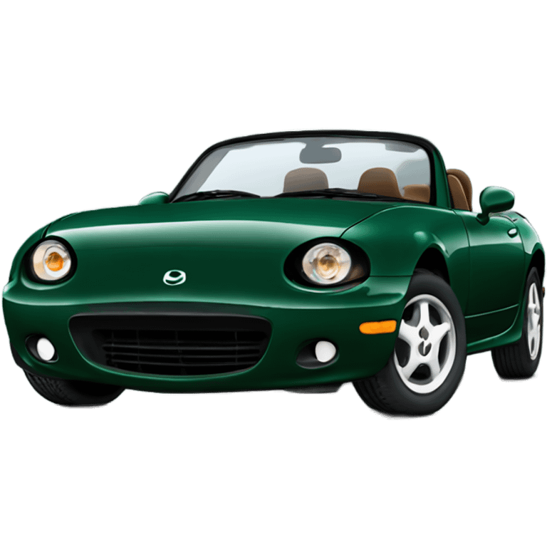 British racing green 1991 Mazda Miata with pop up headlights and a brown interior  emoji