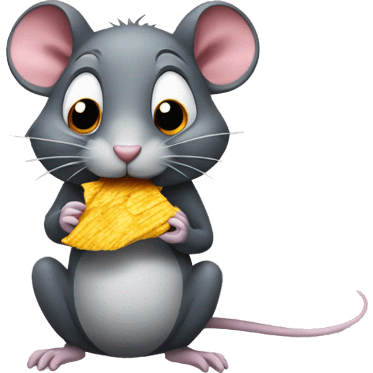 A rat eating spicy chips emoji