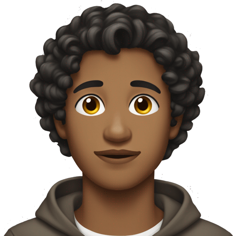 Create a brown young 19 yo man sleeping beauty black curly hair emoji