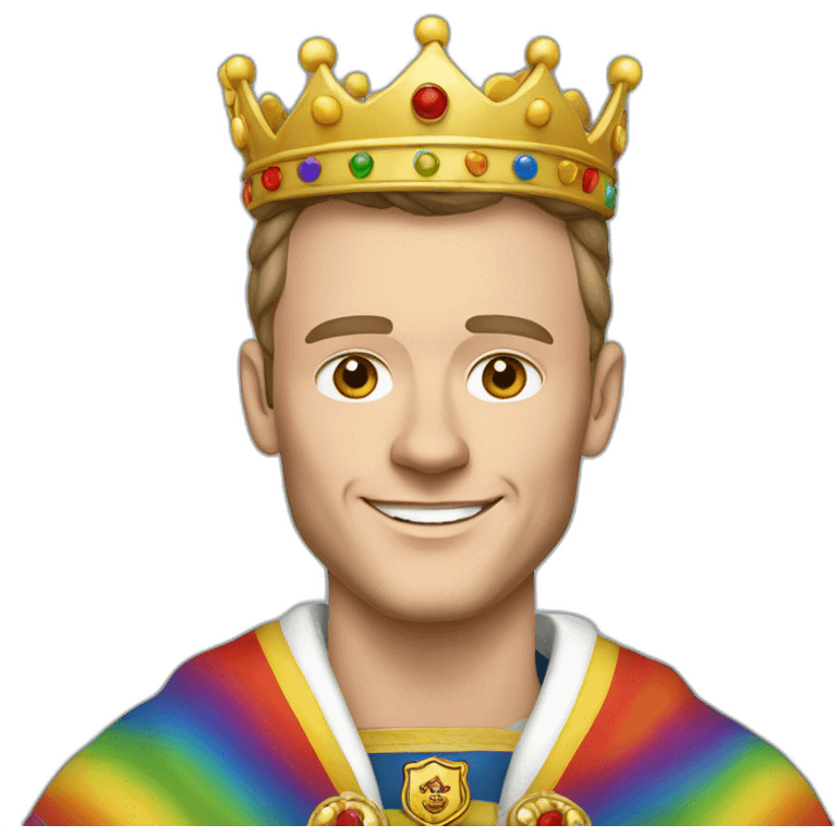 Jonathan Toews as a rainbow king with a royal robe on emoji