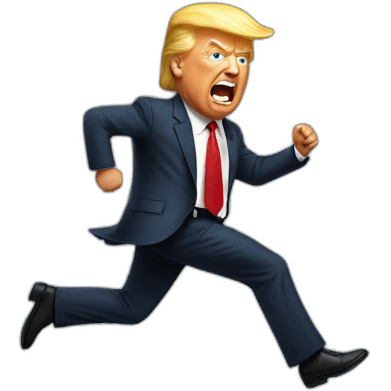 Trump running from police screaming emoji