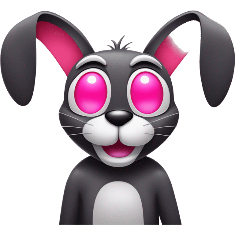 Cartoon in bright neon colours with pale pink red eyes happy chill eyes half open, in the style of Disney and loony tunes bugs bunny vector art clipart emoji