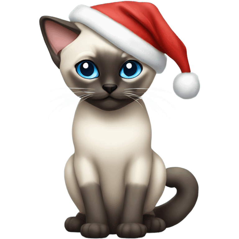 siamese blue point cat with santa hat emoji