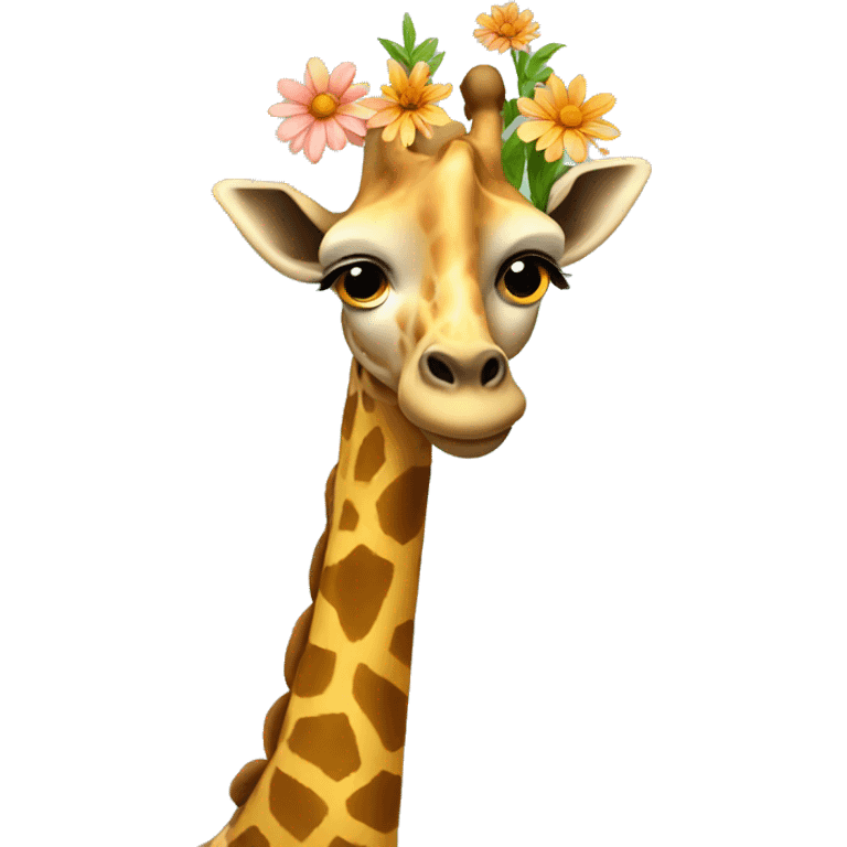 Giraffe with a flower in the head emoji