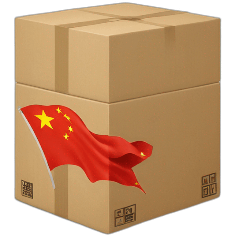 a big sized box with a mark of flag of china, 30 degree rotated to the left emoji