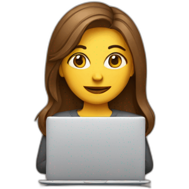 woman with coffee cup top of the head on a laptop emoji