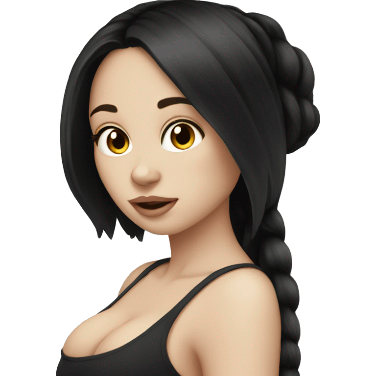 Pale girl long black hair pregnant  emoji