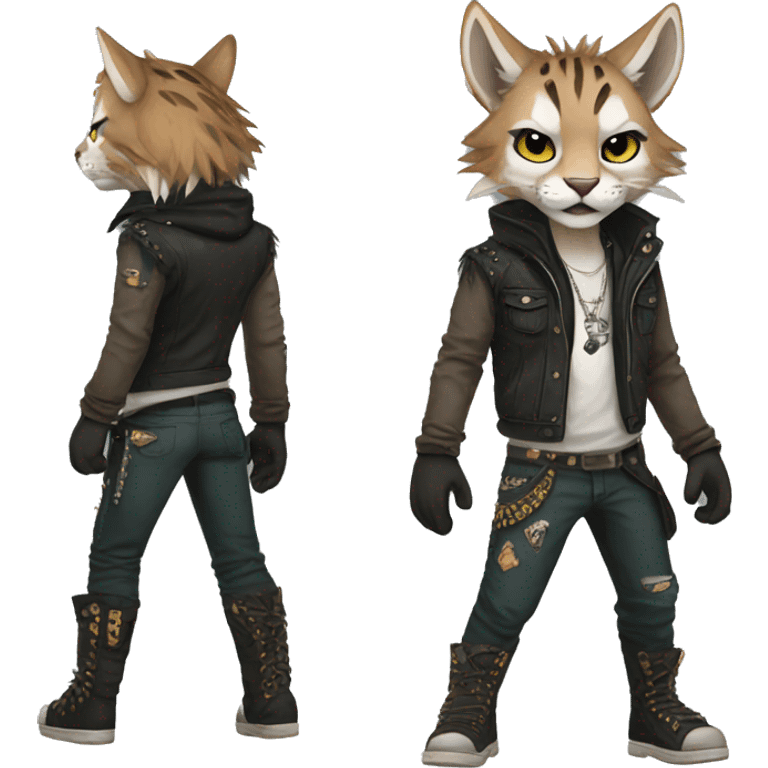 Anthro Punk Bobcat Full body emoji