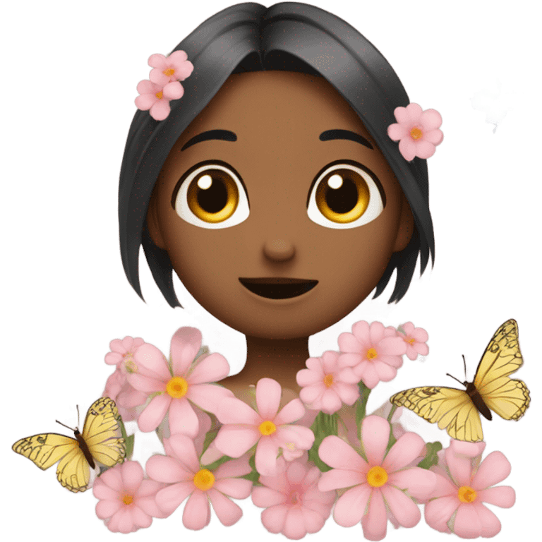 shy uwu emojis with flower and butterfly emoji