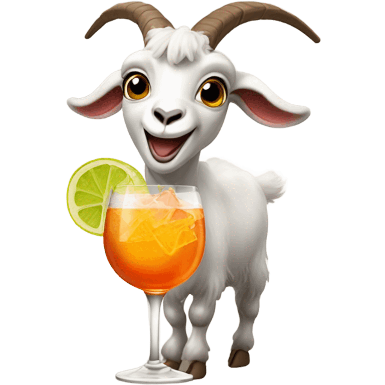 goat hopping with aperol spritz emoji