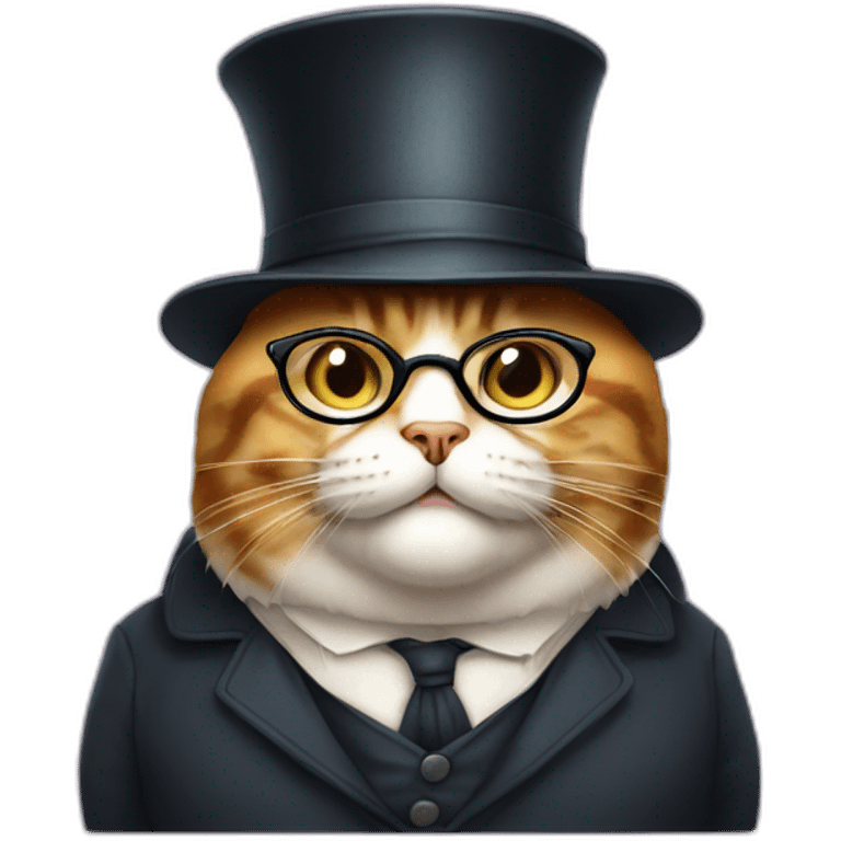 fat cat with hight hat and old glasses emoji