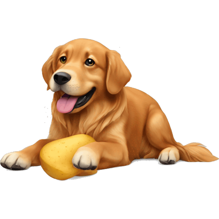 red Golden retriever eating a potato  emoji