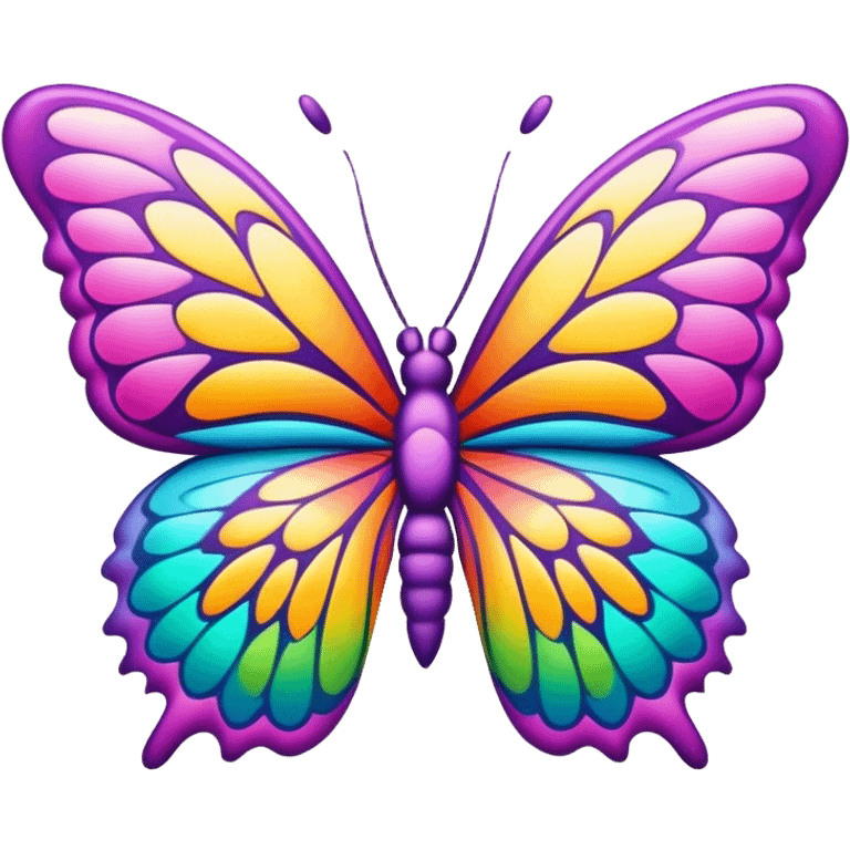 3D, psychedelic colored hippie style butterfly border emoji