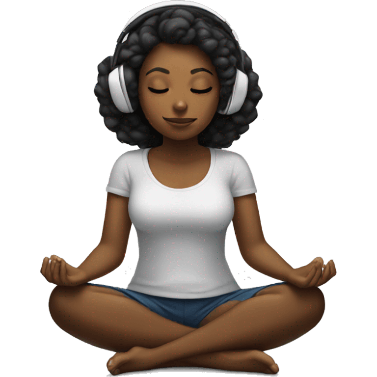 Black girl meditating emoji with headphones on  emoji