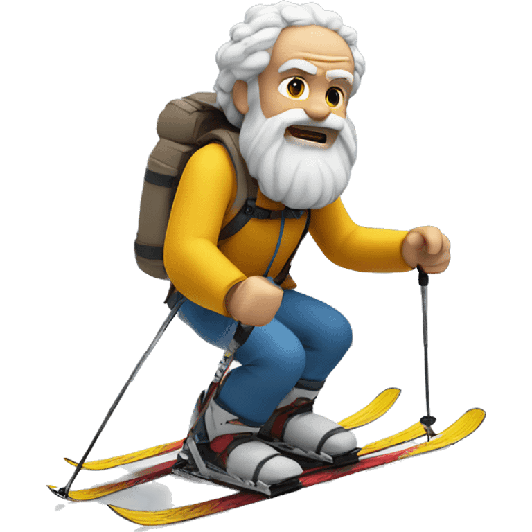 Socrates on mountain skis emoji