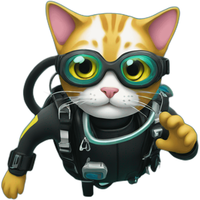 Cat scuba diving emoji