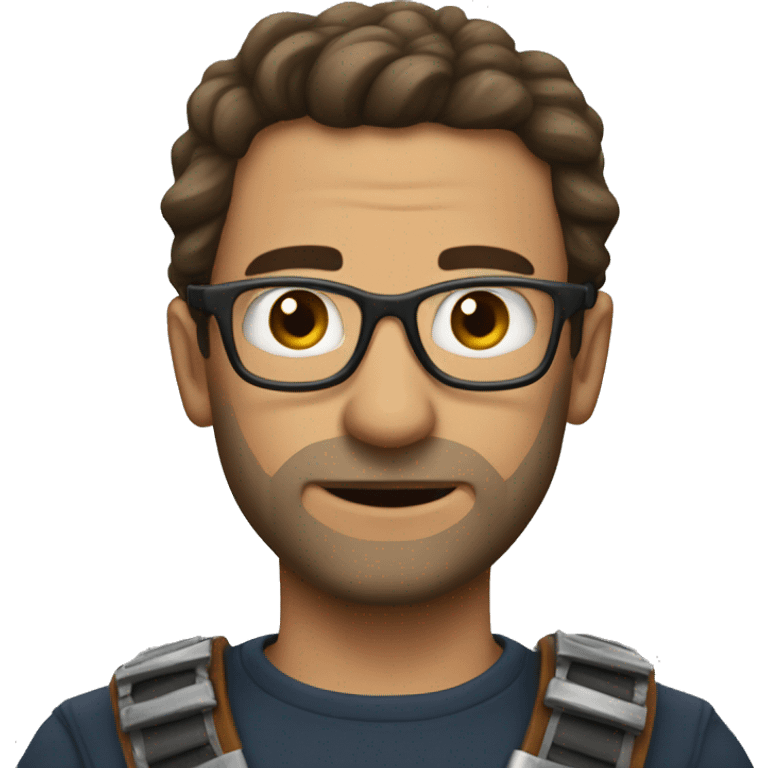 man with glasses and medium heir and bring helm
 emoji