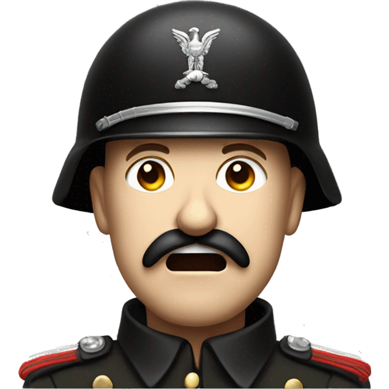 an angry screaming soldier 1940 with moustache, black uniform and black big helmet emoji