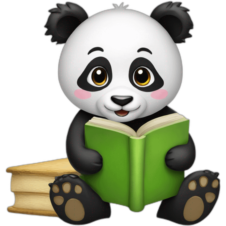 panda with bamboo and book emoji