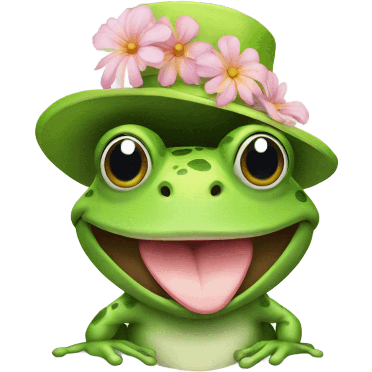 Frog with flower hat emoji